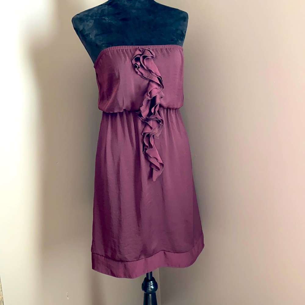 XS Dark Eggplant Banana Republic Strapless Tube Dress